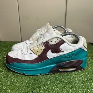 Size 7Y / 8.5W- Nike Air Max 90 Custom Hyper Jade / Team Maroon Shoes